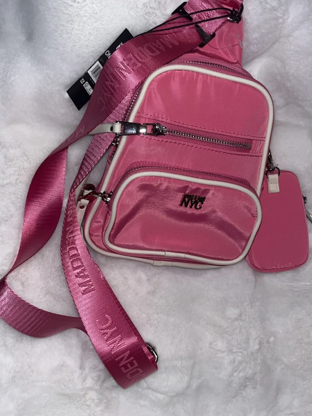 NYC Pink Crossbody Sling Bag with Logo